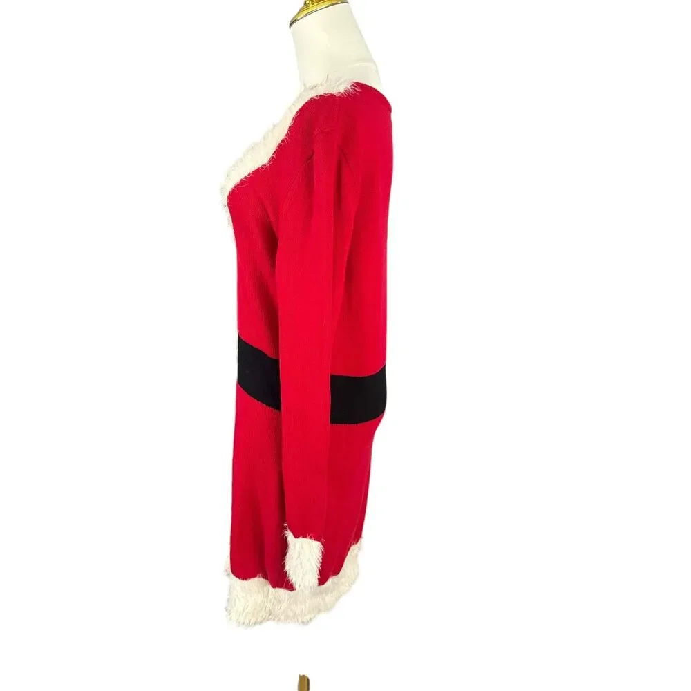 Sweater Project Red Santa Knit Sweater Dress Large Santacon Holiday Christmas - Picture 8 of 14